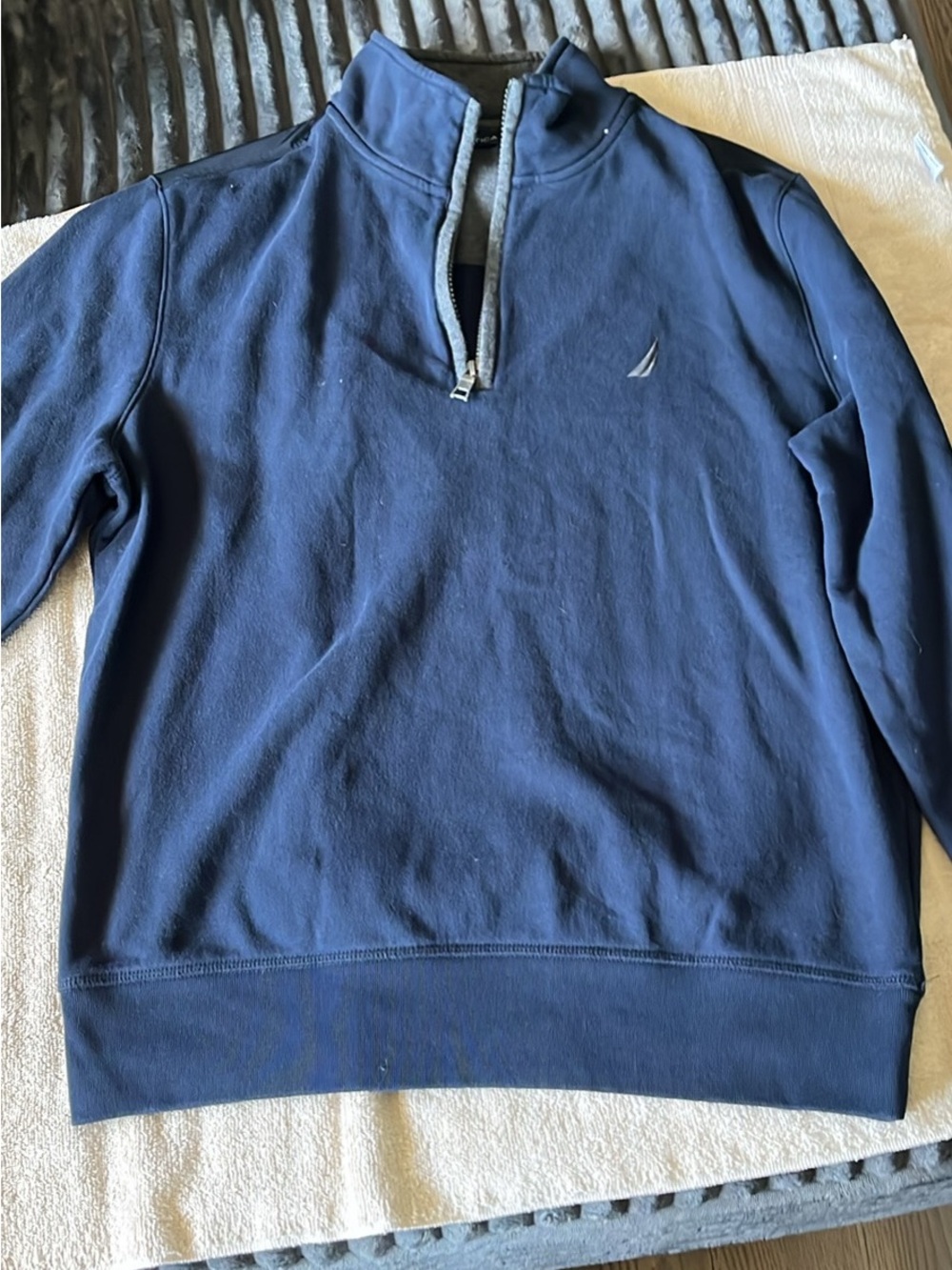 Nautica Men’s Navy Half-Zip Pullover Sweatshirt with Sail Logo